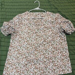 SHEIN Floral Print Blouse with Puff Sleeves